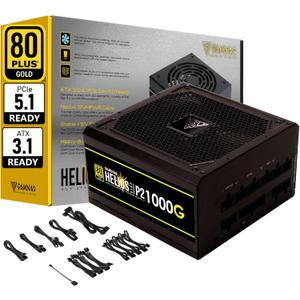 GAMDIAS PCIe 5.1 & ATX3.1 Gold 1000W Power Supply for GeForce RTX 5000 Series, 1000W Fully Modular ATX 80 Plus Gold Computer PSU for Gaming PC Desktops, Low-Noise Fan, HELIOS P2-1000G