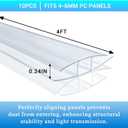 10 PCS Polycarbonate Greenhouse H-Clip Connectors 4ft Length, Fits 0.16 & 0.24 Twin-Wall Polycarbonate Panels Duty Dust, Rain & Moisture Protection Durable (H-Clip 4' 1.57 0.24)