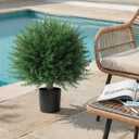 DREAMLOOM Topiary Cedar Trees Artificial Outdoor Ball in Planter, 1-Pack