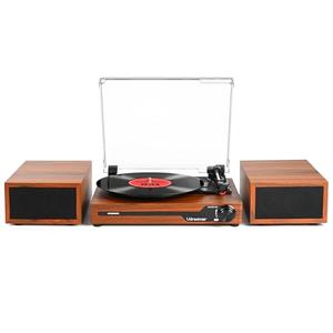 Vinyl Record Player with Speakers,Bluetooth Portable Turntable for Vinyl Records,Phonograph LP Player with 3 Speed USB RCA in Vintage Brown