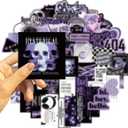 Cool Black Purple Stickers Pack 60Pcs Trendy Aesthetic Stickers for Teens Adults Vinyl Stickers for Water Bottle Laptop Guitar (Black Purple)
