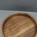 Samhita Round Serving Acacia Wooden Tray with Handles for Serving Beverages & Food on Bar Living Room Home Dining Table (12" x 12" x 1.6")