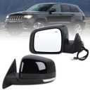 Left Driver Side Mirror Fits 2014-2021 Jeep Grand Cherokee 2022 Grand Cherokee WK With Power Folding Heated Turn Signal Mirror Memory Blind Spot Puddle Light Black Replace#5VB45AXRAB(18Pins)