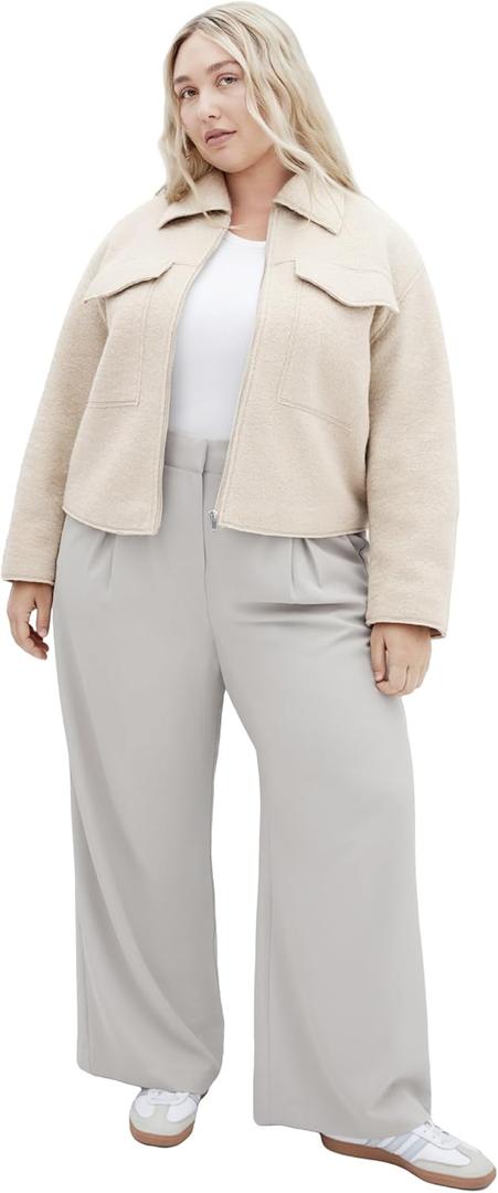 City Chic Women's Plus Size Jacket - Boucle Zip Front (M)