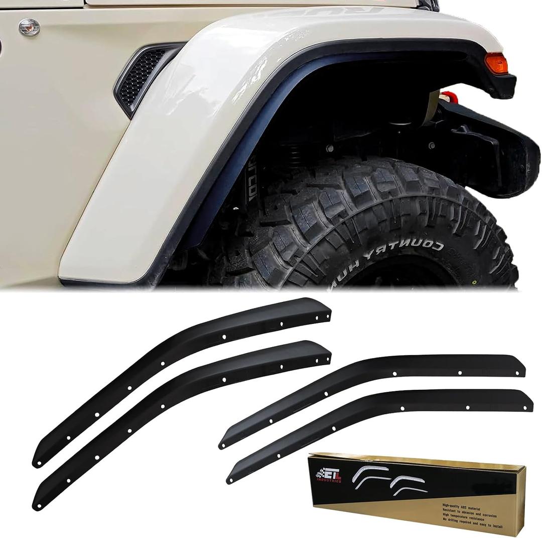 Front & Rear Fender Flares Extensions Set for 2020-2026 Jeep Wrangler Gladiator JT Mojave & Rubicon (Fit for JT High Fender)