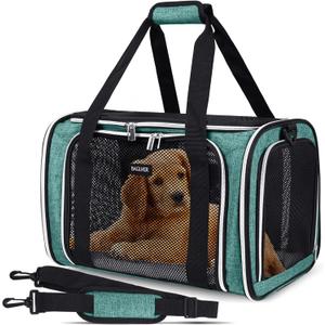 BAGLHER Pet Travel Carrier, Cat Carriers Dog Carrier for Small Medium Cats Dogs Puppies, Airline Approved Small Dog Carrier Soft Sided, Collapsible Puppy Carrier. Green