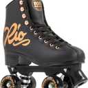 Rio Roller Rose Roller Skates - Unisex Indoor/Outdoor Quad Roller Skates - UK 7 (U.S. Ladies 9) - Black/Rose Gold
