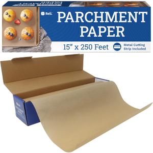 Reli. Parchment Paper Roll (15" x 250 ft) w/Dispenser Box, Brown | Unbleached Parchment Paper for Baking & Air Fryer | Food Grade Baking Paper Liners |Non-Stick, Cooking Paper for Grilling & Steaming