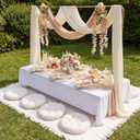 Beeveer Extra Large Outdoor Picnic Blanket with Table Runner Napkins and Floor Pillows Cushions for Picnic Party Camping Wedding Bachelorette Birthday Baby Shower Decor(71x118'',Beige,8 Set)