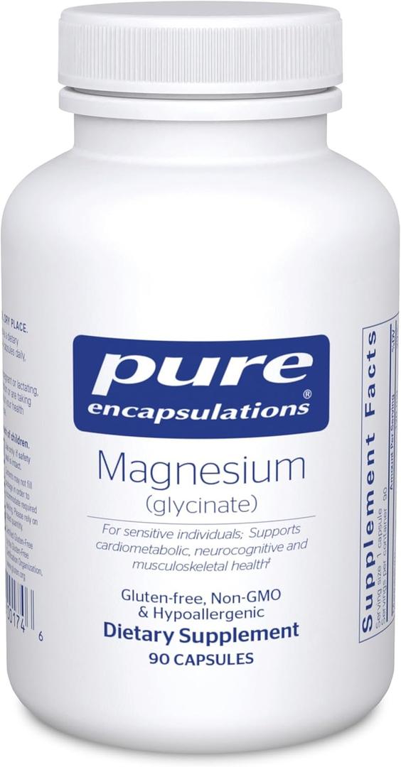 Pure Encapsulations Magnesium (Glycinate) - Supplement to Support Stress Relief, Sleep, Heart Health, Nerves, Muscles, and Metabolism* - with Magnesium Glycinate - 90 Capsules; EXP: 03/2029