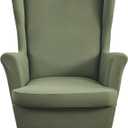 HZDHCLH Wingback Chair Slipcovers 2 Piece,Stretch Spandex Wing Chair Covers for Living Room Armchair,Washalbe Sofa Slipovers (Olive Green) (A16)