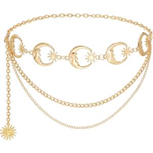 Multilayer Metal Sun Waist Chain Belt Fashion Body Jewelry for Women