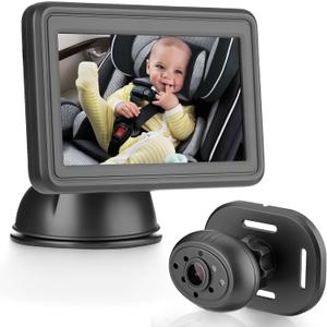 Baby Car Mirror with 4.3'' HD Night Vision Function Display, Safety Car Seat Camera for Infant Newborn,Baby Mirror with Clear Vision & 360 Rotation,Shatterproof & Easy Installation for All Vehicles