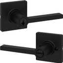 Kwikset Casey Entry Door Handle with Lock and Key, Secure Keyed Reversible Lever Exterior, For Front Entrance and Bedrooms, Matte Black , Pick Resistant Smartkey Rekey Security and Microban