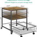 Hadulcet Mini Fridge Stand with Storage, Heavy Duty Rolling Fridge Table, 3-Tier