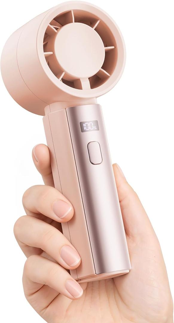 Gaiatop Small Handheld Personal Fan, Powerful High Speed Turbo Cooling, 4000mAh USB Rechargeable Battery Powered Mini Portable Fan for Travel, Outdoor Essentials, Summer Gifts for Women Girls, Pink