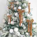 2 x HUIHUANG Cinnamon Velvet Ribbon 1 inch Frayed Velvet Ribbon Orange Crinkled Silk Velvet Ribbons for Ornaments Crafts, Christmas Tree Decoration, Fall Decor, Wreaths, Gift Wrapping, Flower Bouquet