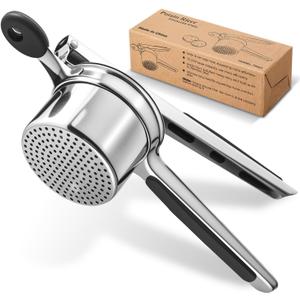 Potato Ricer and Masher Stainless Steel, Large 15 oz Heavy Duty Ricer for Mashed Potatoes, Potato Press Masher with Silicone Handle, Professional Kitchen Press Tool for Potatoes, Vegetables and Fruits
