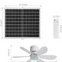 21.5'' Solar Rechargeable Ceiling Fan Light Kit for Outside Gazebo, Patio, Canopy Tent, Shed, Greenhouse, 64 Wh Battery Operated with 25W Solar Powered, Remote Control, 13.2 FT Cord Length