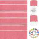 Turkish Beach Towel, 100% Cotton, 38x71 inch, Quick Dry, Thin, Lightweight, Soft, Sand Free, Compact Towels for Beach, Pool, Bathroom, Spa, Yoga, Picnic and Travel (Coral)