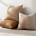 MIULEE Boucle Throw Pillow Covers 20x20 Inch Set of 2 Oatmeal Faux Leather Textured Decorative Pillow Cases Boho Farmhouse Accents Cushion Covers for Couch Bed Livingroom Home Decor