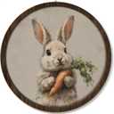 VONTP Easter Bunny Vintage Round Wall Art, Spring Easter Decorations, Bunny Gifts for Kids, Cottagecore Rabbit Wall Art Decor for Home Bedroom Farmhouse Living Room, 10x10 Inch