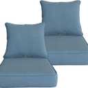Goodgoods 22x24 inch Outdoor/Indoor Deep Seat Patio Cushions Set of 2 Resilient Foam Filling Water Repellent Stain-Resistant UV Resistant Weather Resistant Deep Seat Bottom Light Blue, 22''x24''x5.1'' 2 sets