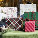 LaRibbons Christmas Wrapping Paper Sets, Classic Reindeer & Plaid Design With Ribbons & Gift Tags & Metallic Pom Pom, Perfect for Xmas, Holiday Party, 30Inch × 10Feet（ 4 Rolls: 100 Sq.Ft.Ttl）