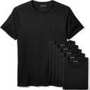 Amazon Essentials Men's Cotton Crew Neck Undershirts, Versatile Soft Basics, Pack of 6 (Large, Black)