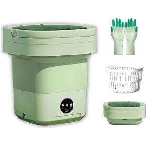 Portable Washing Machine, Mini Washer, 16L Upgrade Mini Laundry Machine with Spin Basket, Deep Clean Baby Clothes, Underwear, Socks, Small Pet clothes; Ideal for RV, Dorm, Camping (Green)