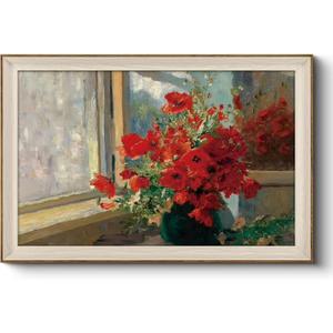 Walmart AXXPosters-Large Wall Art for Living Room, Red Flowers Canvas Home Decor Vintage Natural Oil Painting Picture, Floral Wall Decor Gifts for Friends or Family, 3'x2'