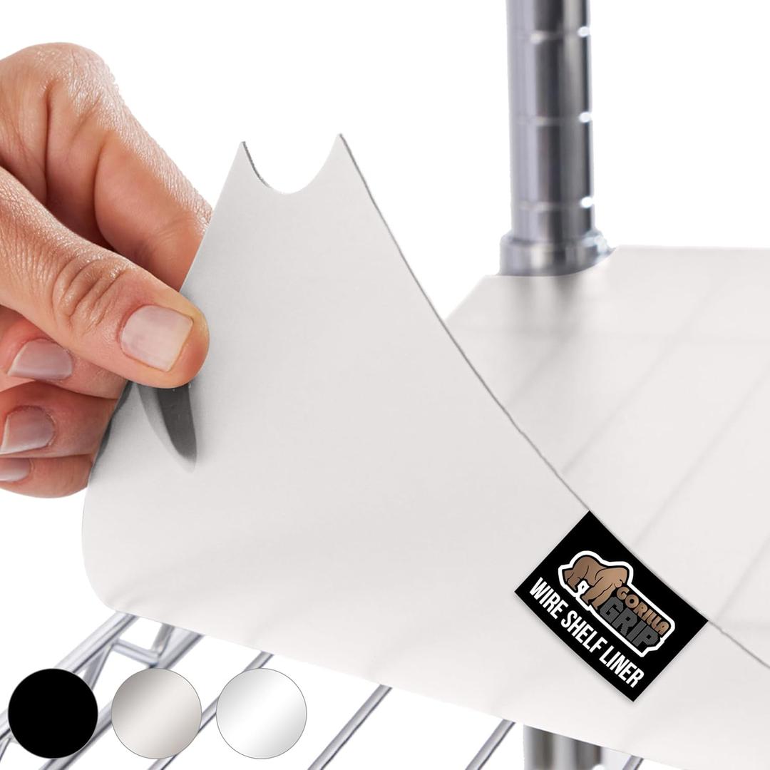 GORILLA GRIP ShelfGuard Wire Shelf Liner Compatible with Amazon Basics Shelving Unit, Set of 6 Waterproof Liners for Organizing Metal Rack Shelves, Kitchen Cabinets, Cupboard, Pantry, 18x48 Clear