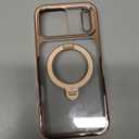 CASEKOO Desert Titanium Glossy for iPhone 17 Pro Max Case [360 Spin Magnetic Stand][Fit for MagSafe][17FT Military Protection] Slim Polished Frame Titanium Alloy Sturdy Stand 6.9", Rose Gold