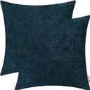 BRAWARM Throw Pillow Covers 18x18 Inches - Deep Lagoon Chenille Pillow Covers Pack of 2, Solid Dyed Soft Chenille Pillow Cases for Couch Sofa Bed Home Decoration