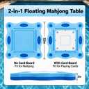 Floating Mahjong Table for Pool, 2-in-1 EVA Floating Game Table for Mahjong, Card, Poker, Domino, Hot Tub Lake Beach Pool Game Table, Floating Game Tray with Removable Poker Board, Oval Snack Grooves, 32 inches