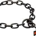 Herm Sprenger Black Stainless Steel Short Link Fur Saver Dog Training Collar No-Pull Slip Chain for Small Medium Large Dogs for Easy Control Made in Germany (21in (54cm) x 4mm)