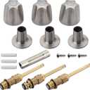 39619 Bathtub Shower Handle Remodel/Rebuild Trim Kit, Shower Knob 3 Piece for Price Pfister Verve Faucets, Includes 12H-2H, 12H-2C, 12H-18D Stems and Tubs knob Handle and Flange Base (Brushed Nickel)