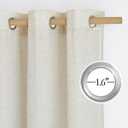 2 x NICETOWN Natural Linen Doorway Curtains 80 inches Long, Grommet Thick Linen Weave Semi Sheer Window Treatments Privacy Assured with Light Filtering for Bedroom/Side Door, W34 x L80