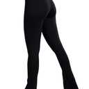Sunzel High Waist Mini Flared Leggings for Women, Tummy Control Casual Flare Yoga Pants for Yoga Workout Gym 34" Black M