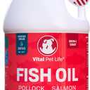 Fish Oil for Dogs - Healthy Skin & Coat, Salmon, Pollock, All Natural Supplement for Pets, Itching Scratching Allergy & Inflammation Defense, Omega 3 EPA DHA, Brain & Heart Health, 64 oz