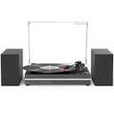 Seasonlife® Vintage Vinyl Record Player with 2 External Speakers,Wood Black