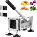 French Fry Cutter, Professional Potato Cutter Slicer, Stainless Steel Blades with 1/2 Inch & 3/8 Inch Blade, Great for Potatoes Carrots Cucumbers