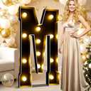 Ledido 4FT Black Marquee Light Up Letters M, Easy to Assemble Warm White Marquee Letters 4 Feet Tall for Indoor & Outdoor Events, Large Lighted Letter for Birthday Graduation Baby Shower Party Decor