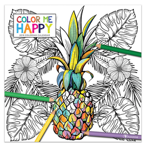 2019 Coloring Calendar: Color me Happy, 12x12 Inch Monthly Calendar, Adult Coloring Book Theme, With 4-Month 2020 Bonus Spread