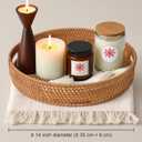 Round Rattan Serving Tray with Handles, Natural Wicker Decorative Tray for Serving, Fruit/Bread Serving Basket, Round Woven Tray，14 inch, Gift Idea Choice (14")