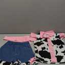 Mialoley Toddler Girl Denim Western Outfit Baby Cowgirl Clothes Ruffle Cow Print Shirt Button Down Tops Belted Jeans Shorts (Pink, 2-3 Years)