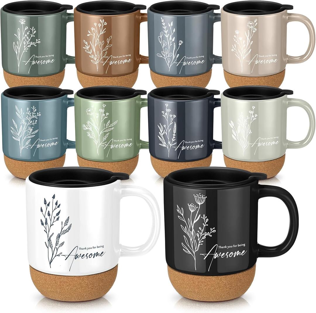 10 Pcs Appreciation Gifts for Employee Bulk Mugs Thank You Mug 13.5 oz Ceramic Coffee Mug Thank You Gifts for Women Housekeeping Week Coworker Volunteer Teacher Team(Awesome)