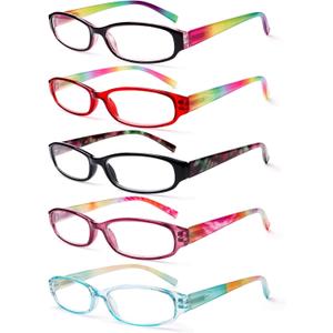 BIENCOOL 5 Pack Reading Glasses for Women - Fashion Spring Hinge Eyeglasses, Ladies Readers
