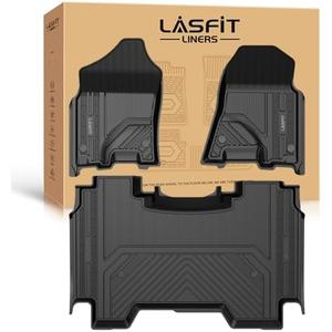 LASFIT Floor Mats for Ram 1500 Crew Cab 2019-2024 Without Rear Under-Seat Factory Storage 4 Full Size Doors Bucket Seat (NOT for Classic Model), All Weather TPE Custom Fit 1st & 2nd Row, Black