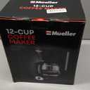 Mueller 12-Cup Drip Coffee Maker - Borosilicate Carafe, Auto-Off, Reusable Filter, Anti-Drip, Keep-Warm Function, Clear Water Level Window Coffee Machine, Kitchen Essentials & Accessories (Black)